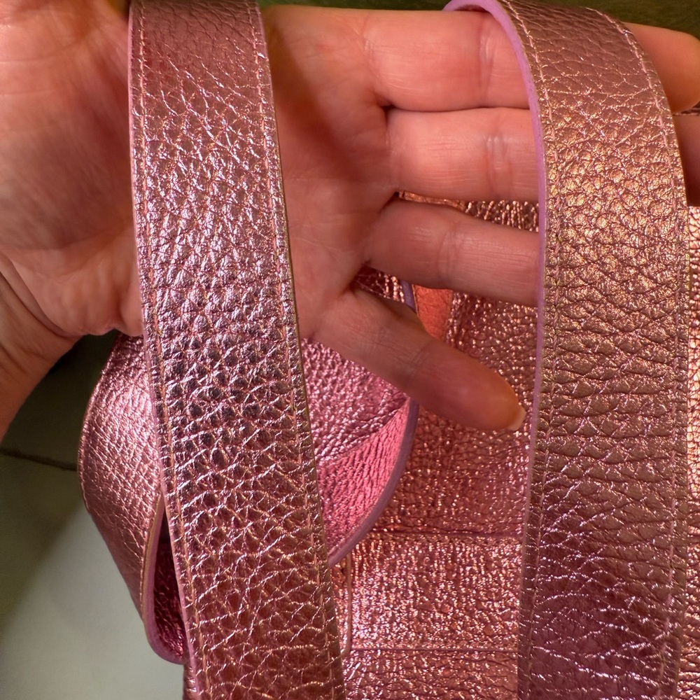 Metallic Pink Leather Tote Bag - Picture 7 of 11